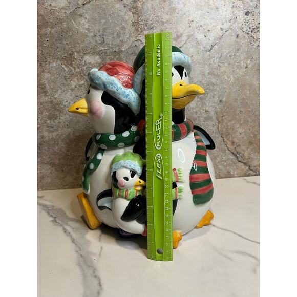 Vintage Mercuries Penguin Family Ceramic Cookie Jar Christmas Holiday Winter - Picture 9 of 9